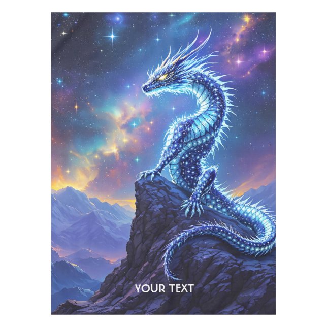 Fantasy Cute Starlight Dragon Skies Tablecloth (Front)