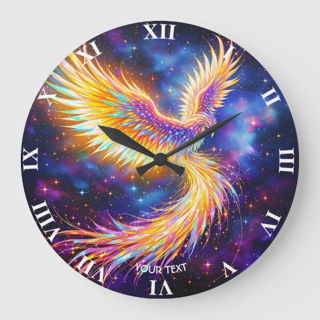 Fantasy Cute Starlight Phoenix Space Large Clock (Front)