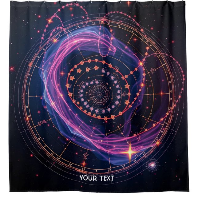 Fantasy Cute Stars Map Chart Shower Curtain (Front)