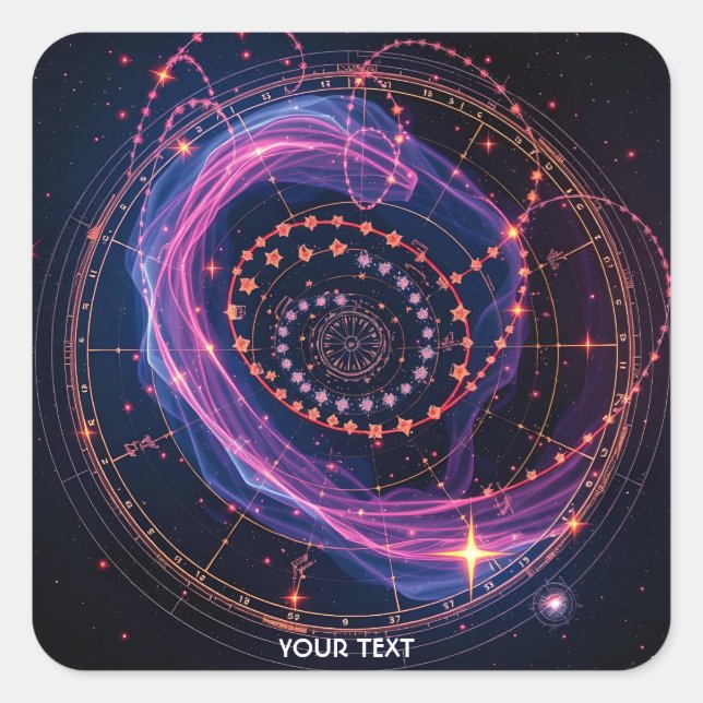 Fantasy Cute Stars Map Chart Square Sticker (Front)