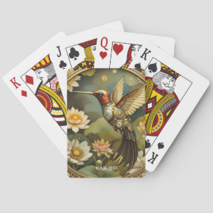 Fantasy Cute Steampunk Bird Clock Playing Cards