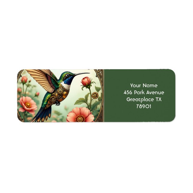 Fantasy Cute Steampunk Bird Flowers  (Front)