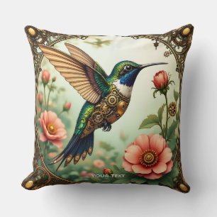 Fantasy Cute Steampunk Bird Flowers Cushion