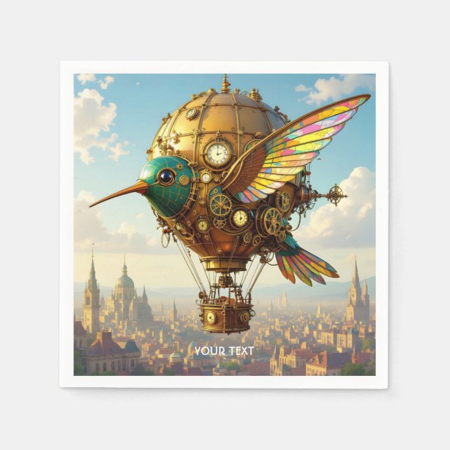 Fantasy Cute  Steampunk Bird Sky Napkin (Front)