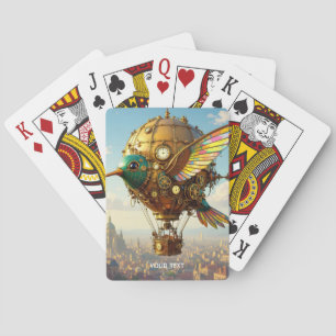 Fantasy Cute  Steampunk Bird Sky Playing Cards