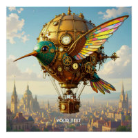 Fantasy Cute Steampunk Bird Sky