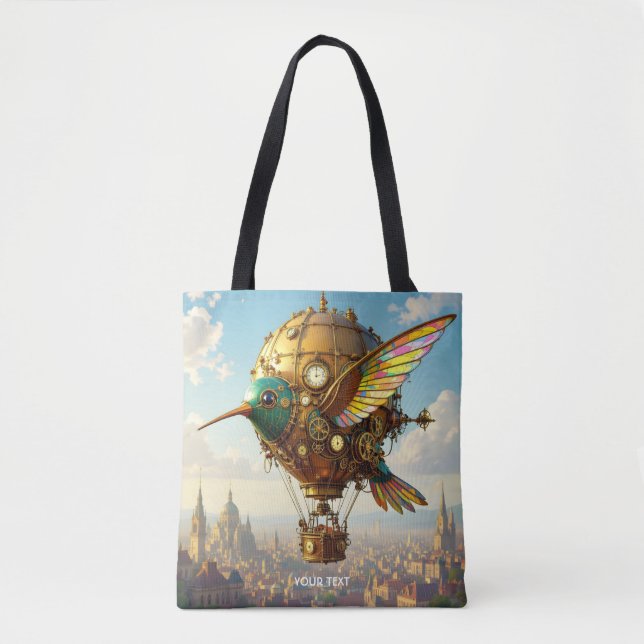 Fantasy Cute  Steampunk Bird Sky Tote Bag (Front)