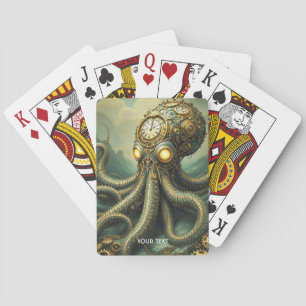 Fantasy Cute Steampunk Clock Kraken Playing Cards