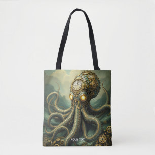 Fantasy Cute Steampunk Clock Kraken Tote Bag