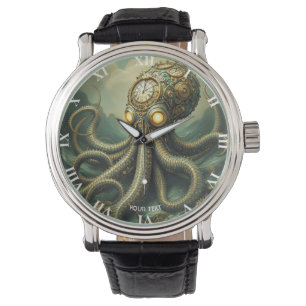 Fantasy Cute Steampunk Clock Kraken Watch