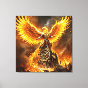 Fantasy Cute Steampunk Flames Phoenix Canvas Print