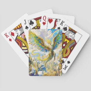 Fantasy Cute Steampunk Griffin City Playing Cards