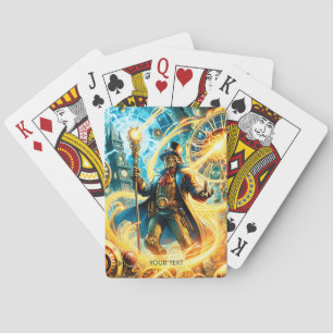 Fantasy Cute Steampunk Time Wizard Playing Cards