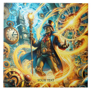 Fantasy Cute Steampunk Time Wizard Tile