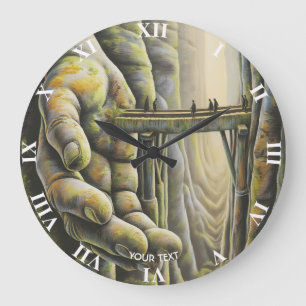 Fantasy Cute Stone Hand Bridge Large Clock