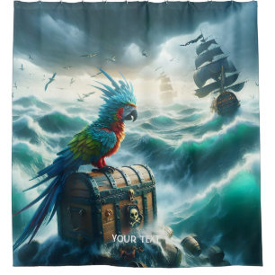 Fantasy Cute Storm Sea Pirates  Shower Curtain