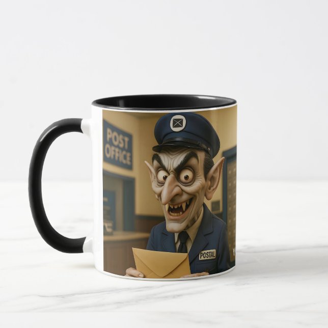 Fantasy Cute  Strange Postal Worker Mug (Left)
