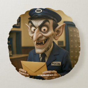 Fantasy Cute Strange Postal Worker Round Cushion