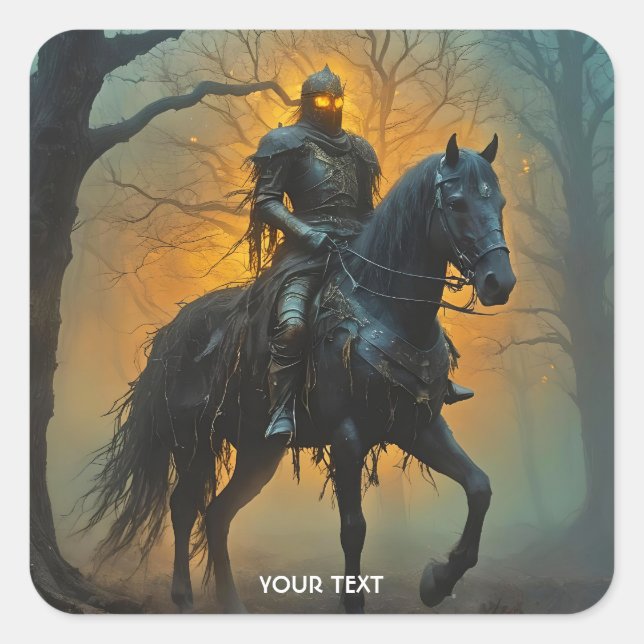 Fantasy Cute Stranger Horse Night Square Sticker (Front)