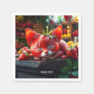 Fantasy Cute Strawberry Lovely Kitten Napkin