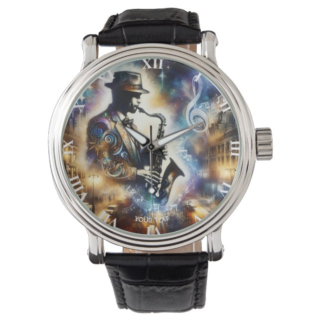 Fantasy Cute Street Musician Saxophone Watch (Front)
