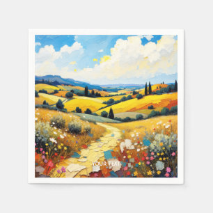 Fantasy Cute Summer Landscape Impasto Napkin