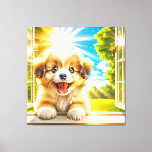 Fantasy Cute Sun Baby Dog Canvas Print