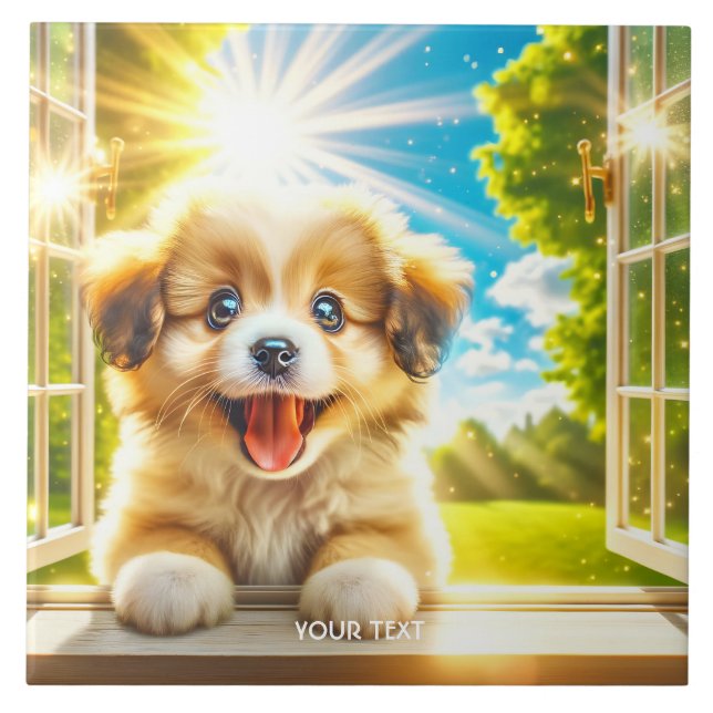Fantasy Cute Sun Baby Dog Tile (Front)