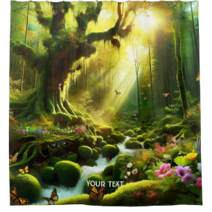 Fantasy Cute Sun Trees Forest  Shower Curtain