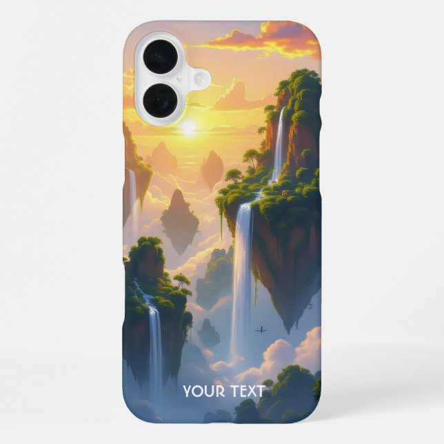 Fantasy Cute Sunset Islands Waterfalls iPhone Case (Back)