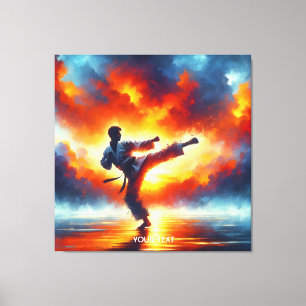 Fantasy Cute Sunset Karate Fighter Canvas Print