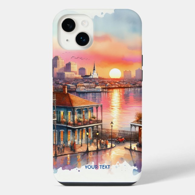 Fantasy Cute Sunset New Orleans View iPhone Case (Back)