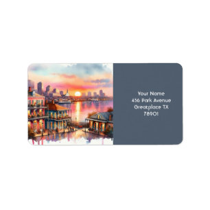 Fantasy Cute Sunset New Orleans View Label