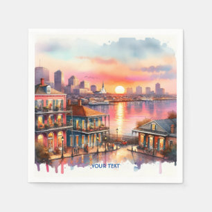 Fantasy Cute Sunset New Orleans View Napkin