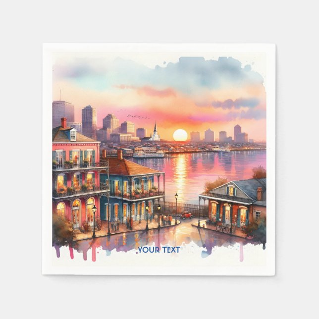 Fantasy Cute Sunset New Orleans View Napkin (Front)