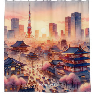 Fantasy Cute Sunset Tokyo View Shower Curtain