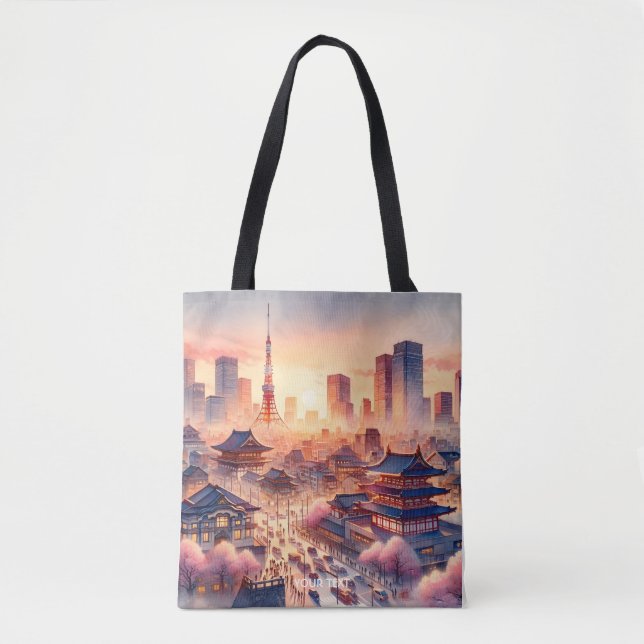 Fantasy Cute Sunset Tokyo View Tote Bag (Front)