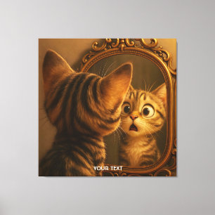 Fantasy Cute Surprised Cat Mirror Canvas Print