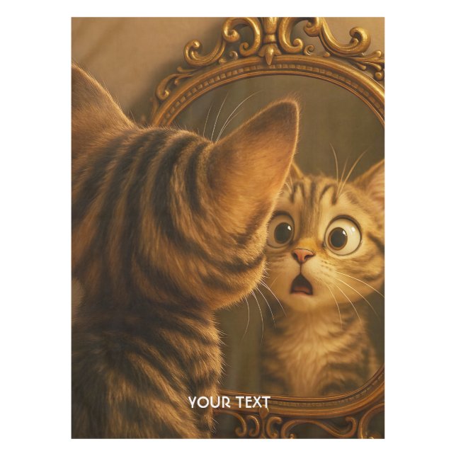 Fantasy Cute Surprised Cat Mirror Tablecloth (Front)