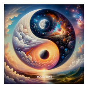 Fantasy Cute Surreal Yin Yang Poster
