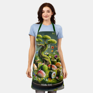 Fantasy Cute Sushi Japanese Landscape Apron