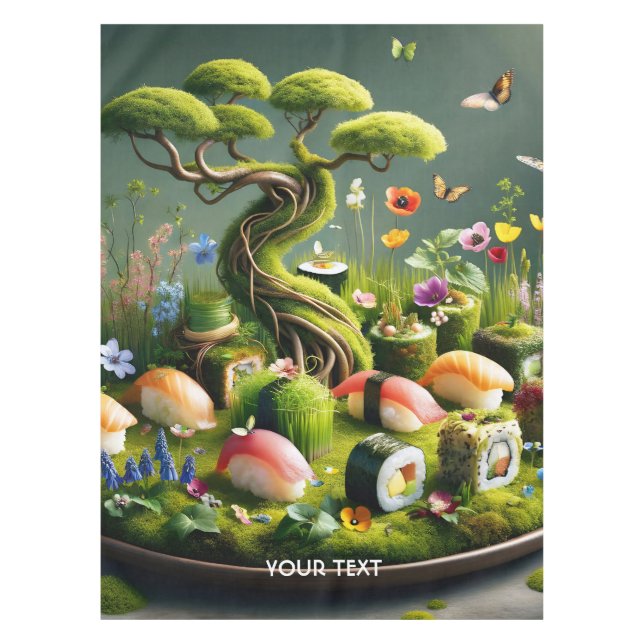 Fantasy Cute Sushi Japanese Landscape Tablecloth (Front)