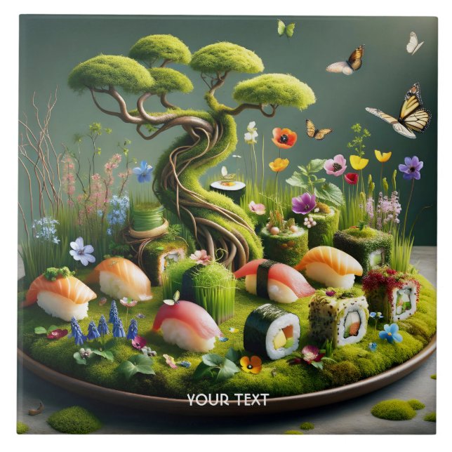 Fantasy Cute Sushi Japanese Landscape Tile (Front)