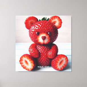 Fantasy Cute Sweet Strawberries Bear Canvas Print