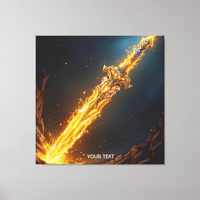 Fantasy Cute Sword Flames Cave Canvas Print (Front)