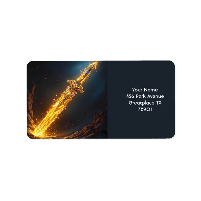 Fantasy Cute Sword Flames Cave Label (Front)