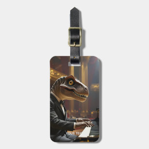 Fantasy Cute T-rex Playing Piano Luggage Tag