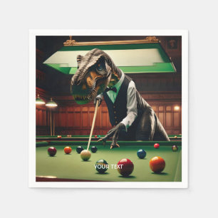 Fantasy Cute T-rex Playing Snooker Napkin