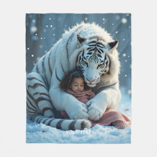 Fantasy Cute Tiger Girl Winter Fleece Blanket