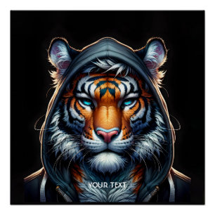 Fantasy Cute Tiger Hood Eyes Poster